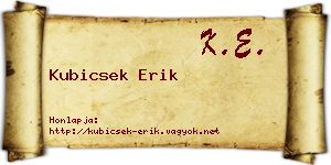 Kubicsek Erik névjegykártya